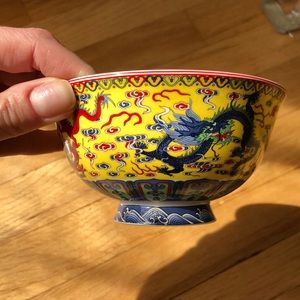 Chinese small bowl for soup or salad with dragons